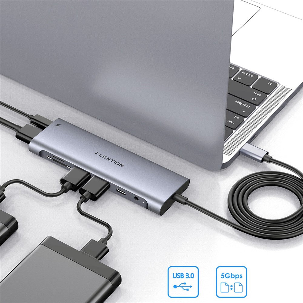 LENTION C37 HACR-1M USB-C Hub Adapter Multi-port Docking Station Type-C Converter Compatible with macOS, Windows, Vista, Linux Systems