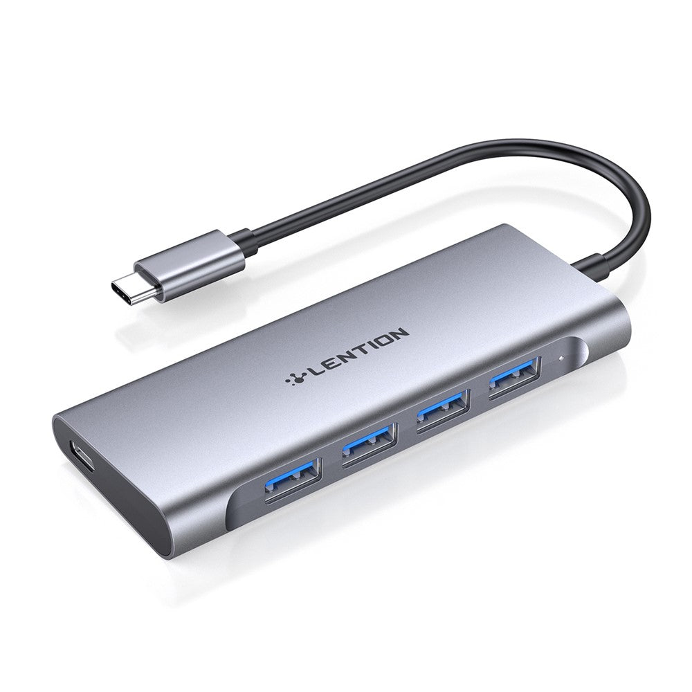 LENTION C31 USB-C to 4 USB-A 3.0 + 1 PD Port Adapter Laptop Aluminum Alloy USB Hub
