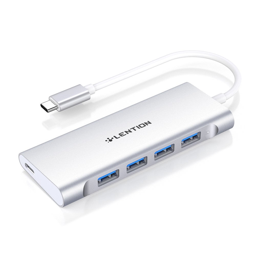 LENTION C31 USB-C to 4 USB-A 3.0 + 1 PD Port Adapter Laptop Aluminum Alloy USB Hub