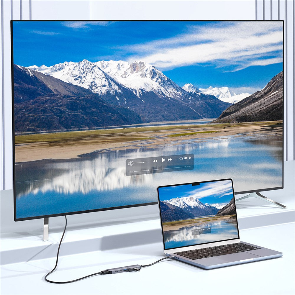 LENTION CE35sH Cloud Ala Series 6-in-1 USB-C Hub Adapter USB-C to 3 USB3.0 + HD 4K / 30Hz + PD3.0 + USB-C Docking Station