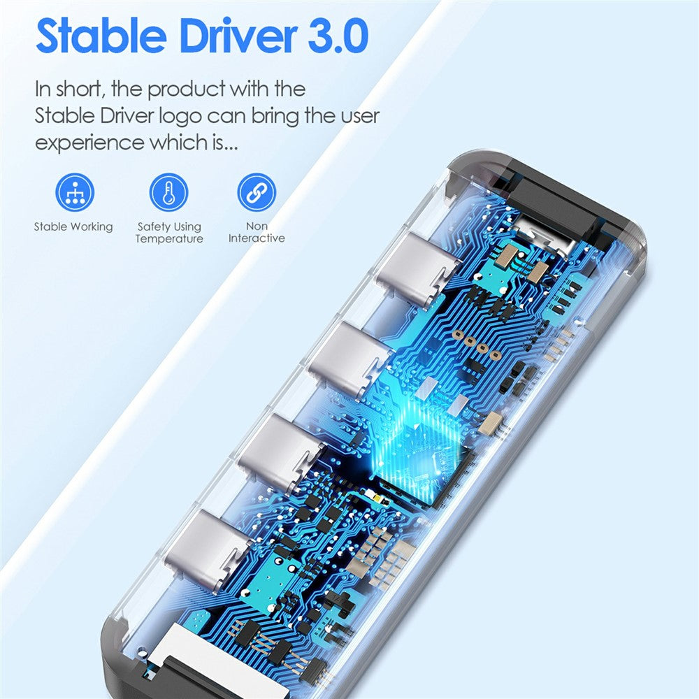LENTION CE31-0.6M Cloud Ala Series 5-in-1 Mini USB-C Docking Station Type-C to 4 USB-C + 5V USB-C Hub Adapter