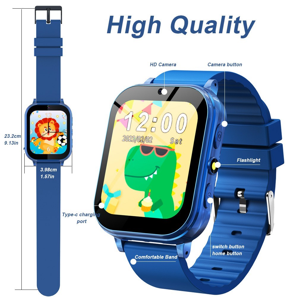 A18 1.83 Inch Kids Smart Watch Built In 22 Games Step Counter Habit Tracking Camera Watch