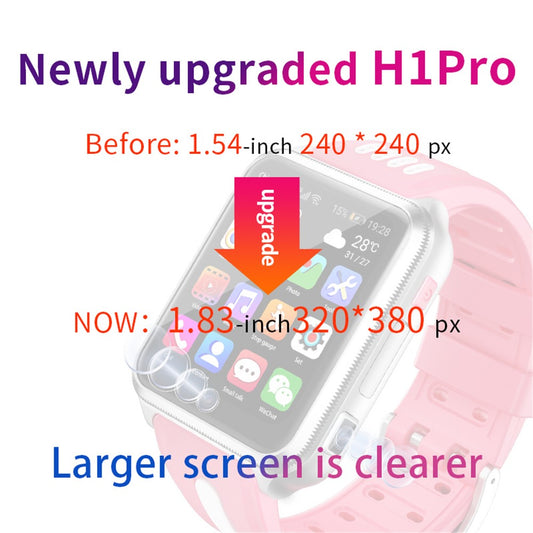 H1PRO 1.83" Large Screen Smart Phone Watch 4G Dual Camera Kids Watch 2+16G