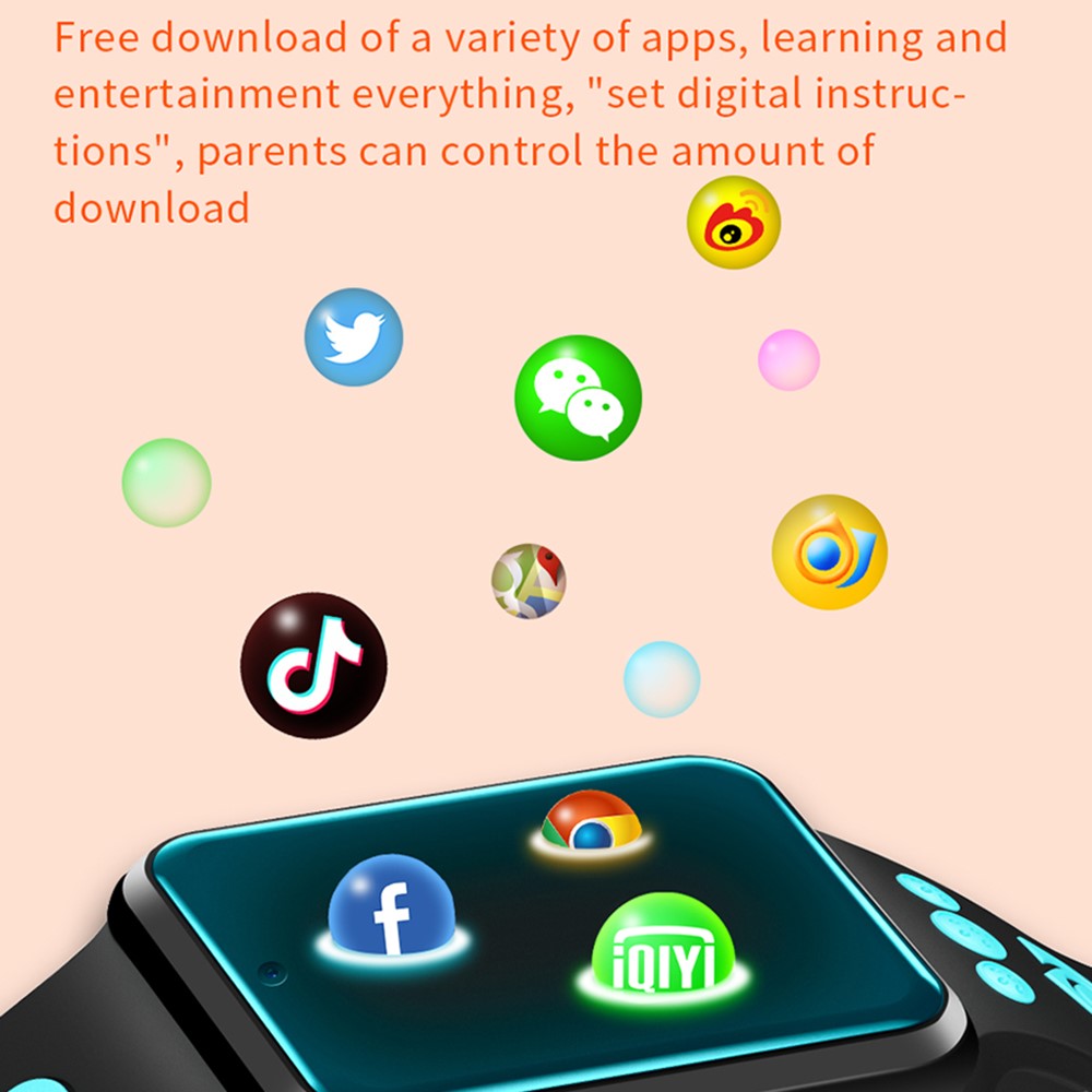 W5PRO 1.83" 4G Dual Camera Kids Smart Watch 1+8G Waterproof Electric Watch Support Touch Screen