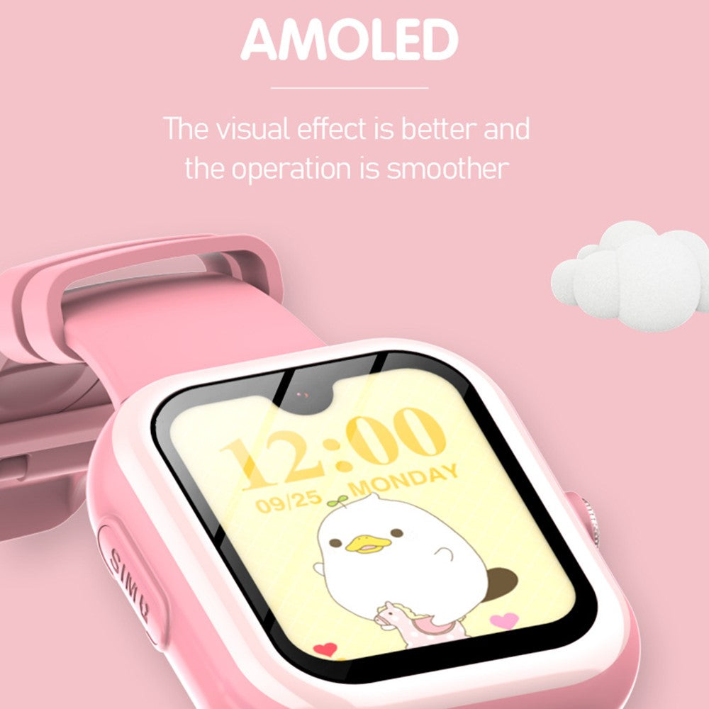 M01 1.78-Inch AMOLED SOS 4G Phone Watch Children Voice Call SOS Kids Smart Bracelet (1+8G)