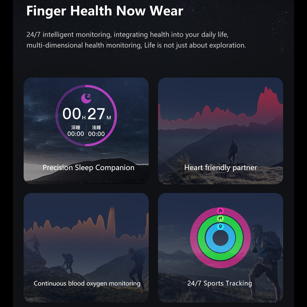 SR03 Ultra-Thin Health Monitoring Smart Ring Waterproof Intelligent Finger Ring with Charging Case