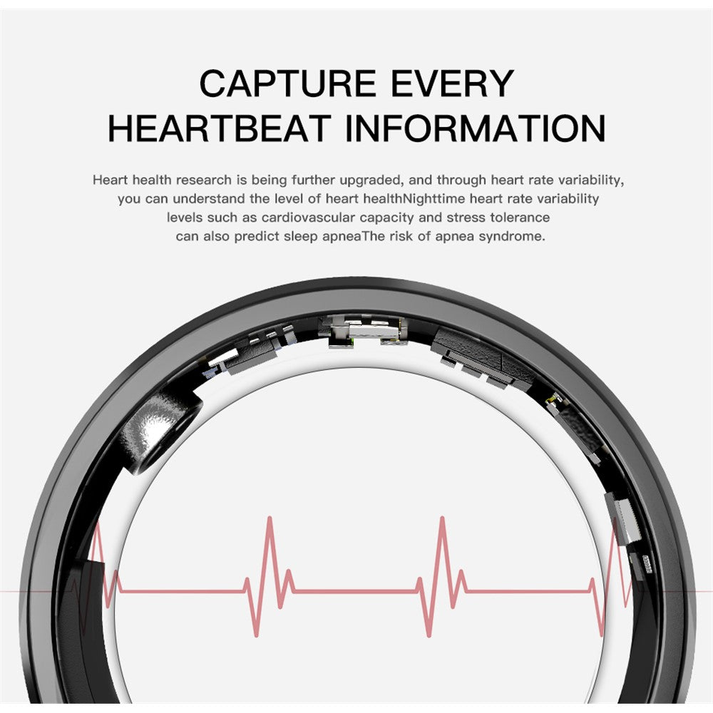SR1 Smart Ring Multi-function Heart Rate Sleep Monitor Waterproof Finger Ring (No Charging Case)