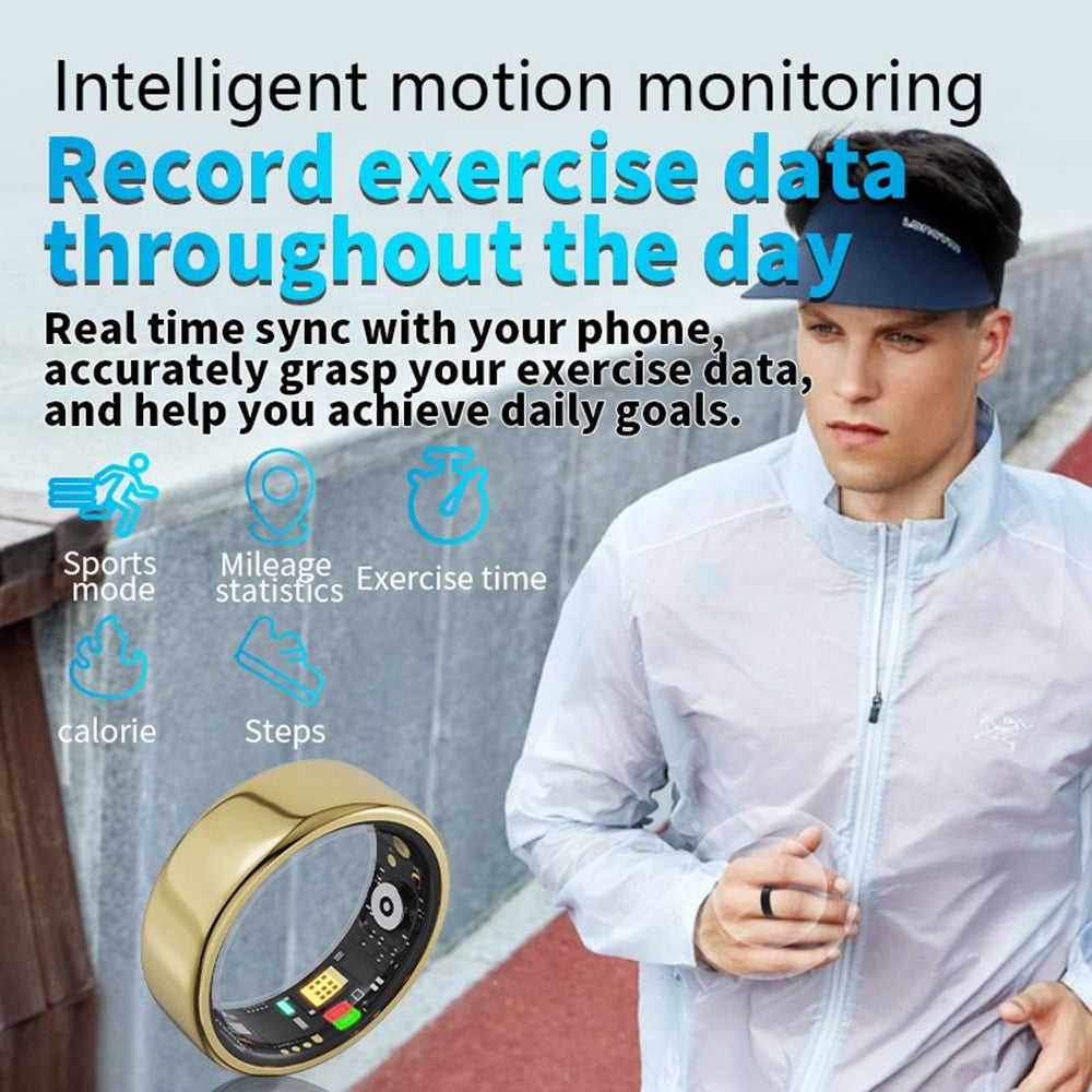 RC20 Waterproof Bluetooth-compatible Health Monitoring Smart Ring Stainless Steel Finger Ring, Magnetic Charging Cable