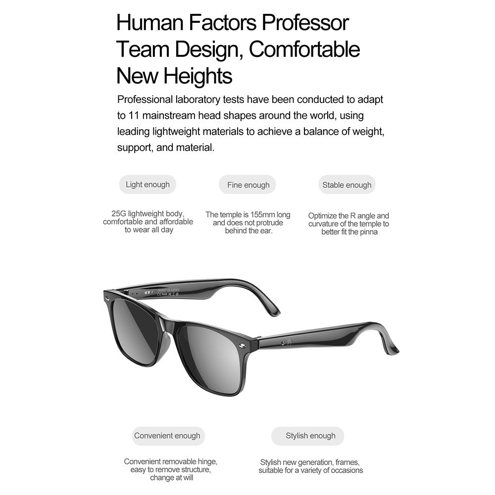 W100 AI Translation Smart Glasses Bluetooth-Compatible Call Music Fashion Sports IP67 Waterproof Hall Sensor Glasses