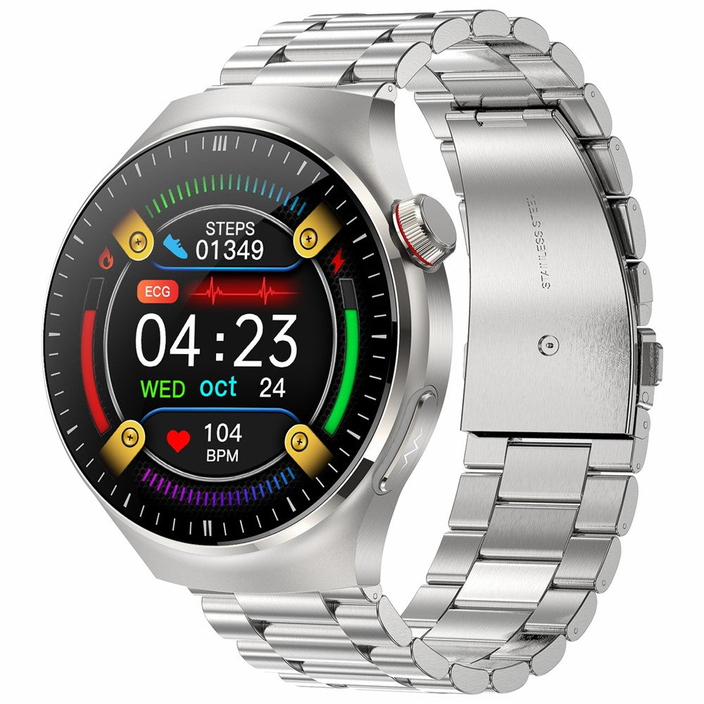 TK26 1.43-inch AMOLED Screen Heart Rate Sleep Monitor Bluetooth-Compatible Calling Smart Watch, Steel Strap