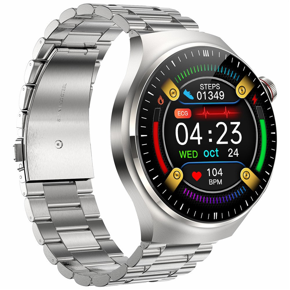 TK26 1.43-inch AMOLED Screen Heart Rate Sleep Monitor Bluetooth-Compatible Calling Smart Watch, Steel Strap