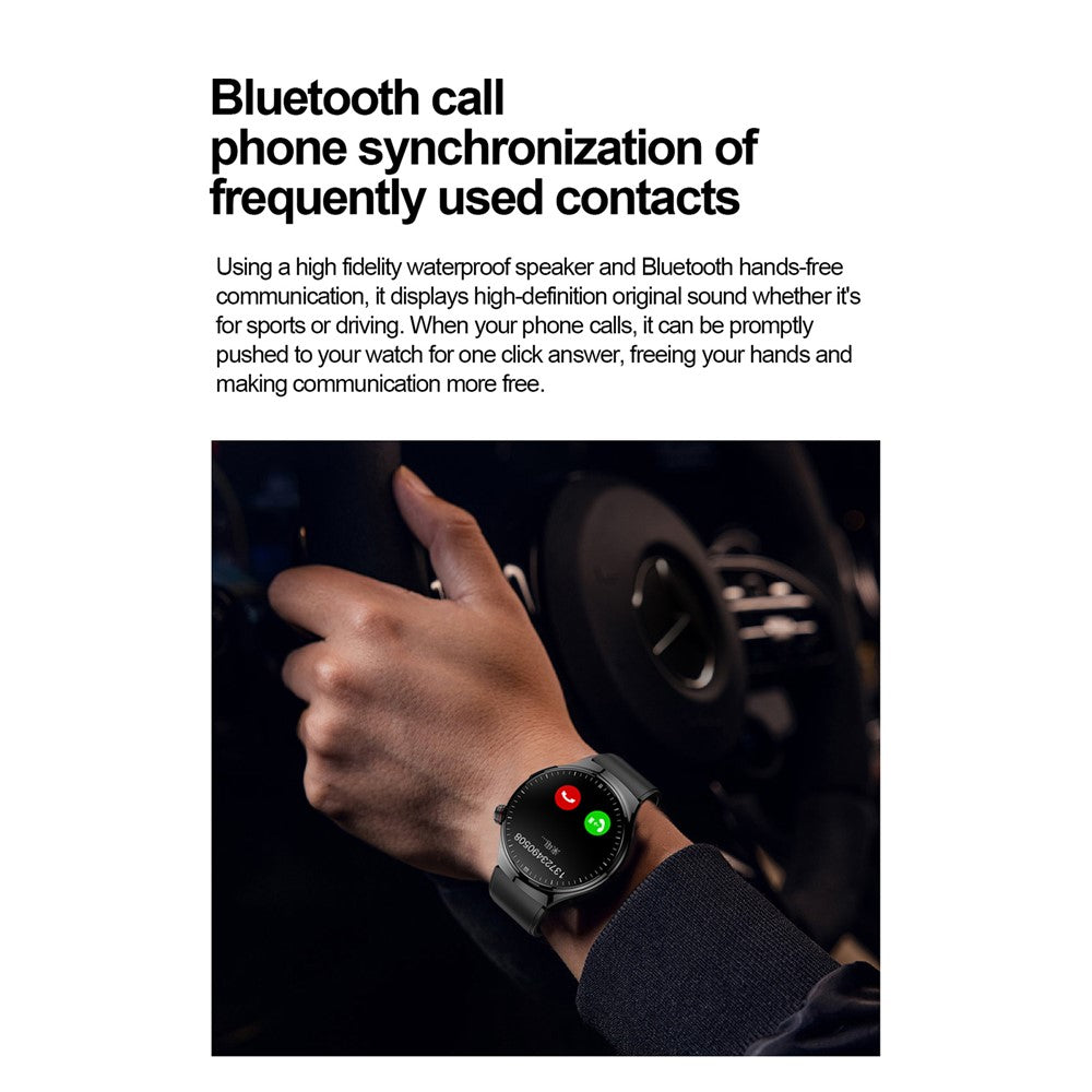 TK26 1.43-inch AMOLED Screen Heart Rate Sleep Monitor Bluetooth-Compatible Calling Smart Watch, Steel Strap