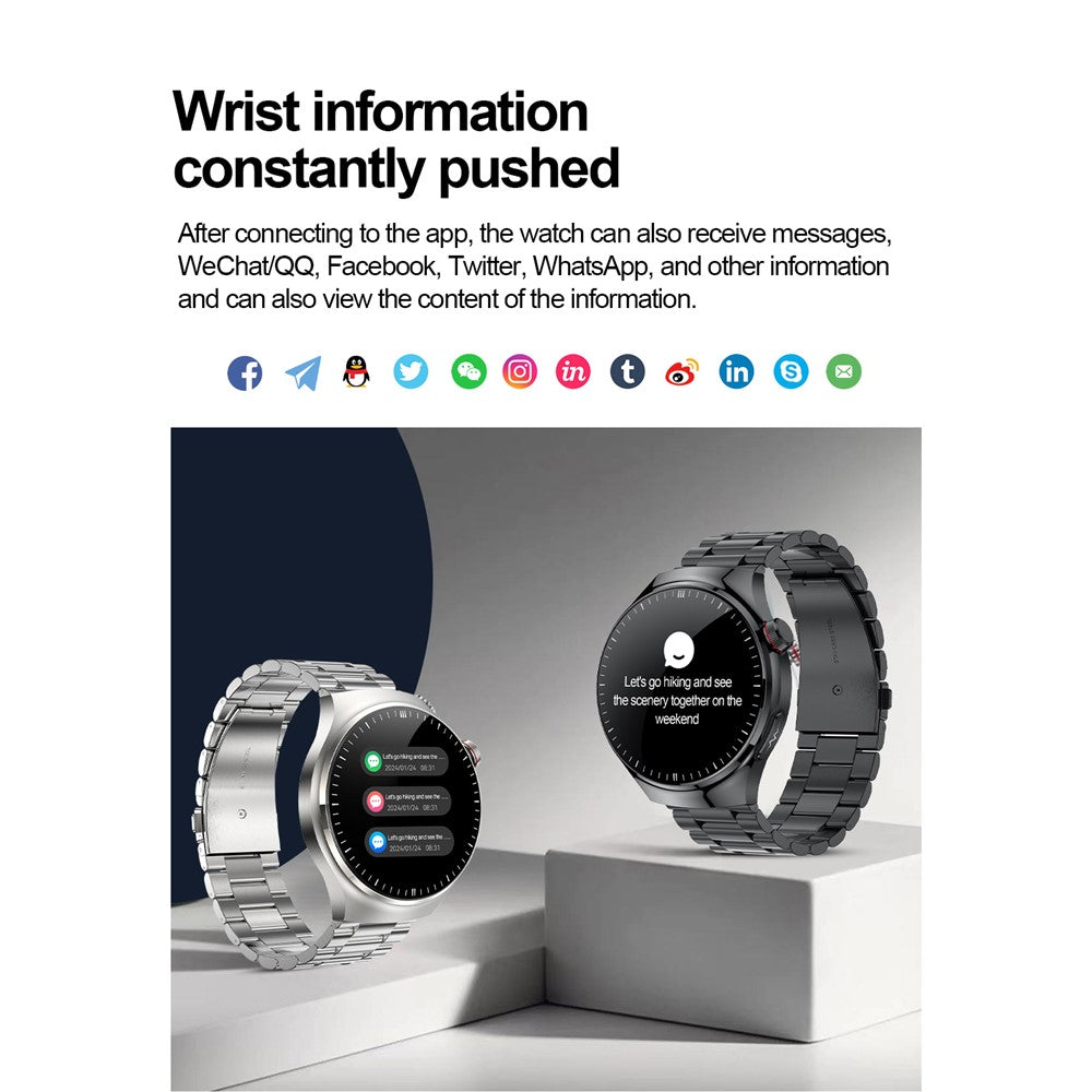 TK26 1.43-inch AMOLED Screen Heart Rate Sleep Monitor Bluetooth-Compatible Calling Smart Watch, Steel Strap
