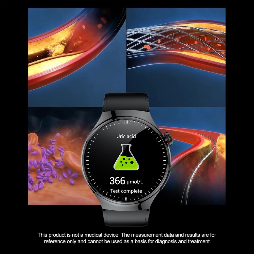 TK26 AMOLED Round Watch Organ Detection Health Monitoring Bluetooth-compatible Calling Smart Watch, Silicone Strap
