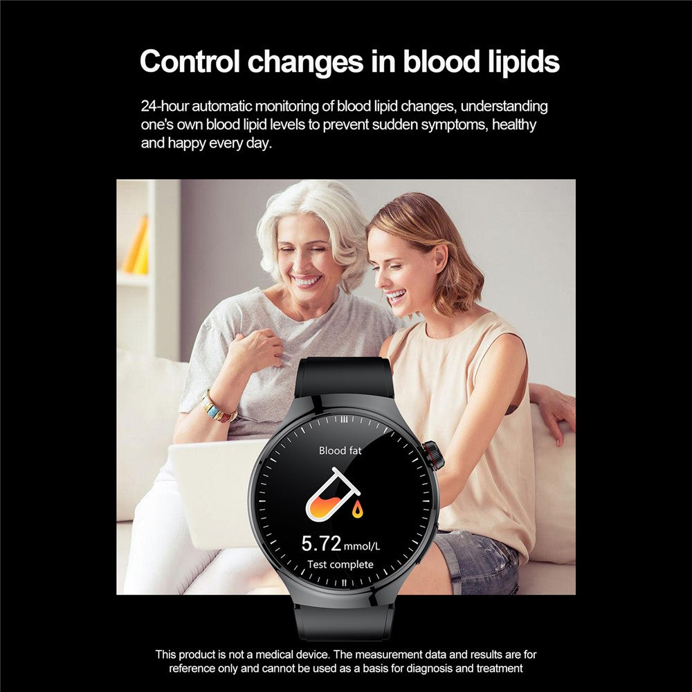 TK26 AMOLED Round Watch Organ Detection Health Monitoring Bluetooth-compatible Calling Smart Watch, Silicone Strap