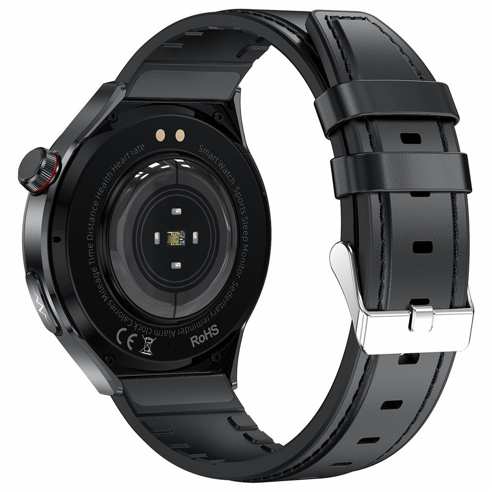 TK26 1.43-inch AMOLED Screen Heart Rate Sleep Monitor Smart Watch Support Bluetooth-compatible Call, Leather Strap