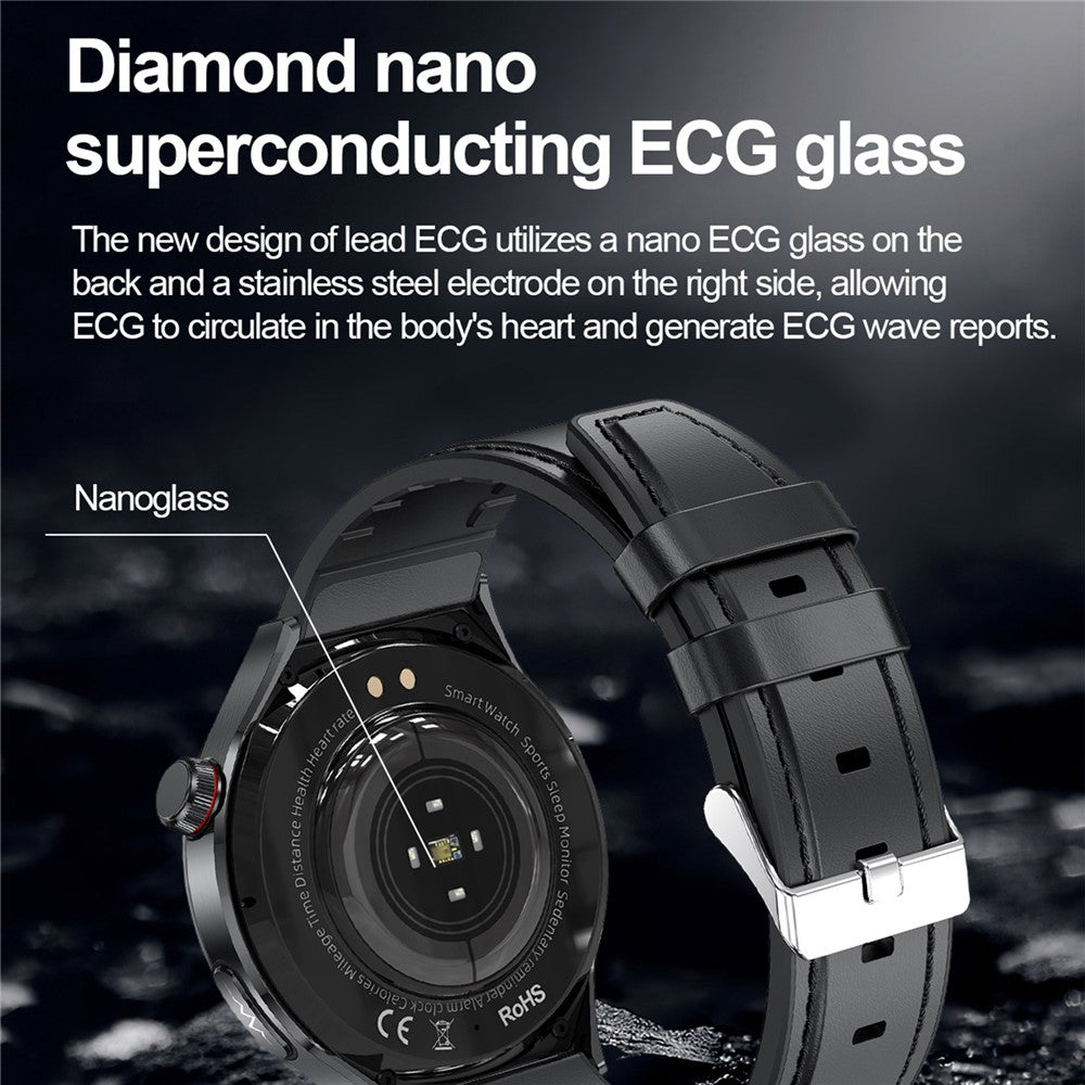 TK26 1.43-inch AMOLED Screen Heart Rate Sleep Monitor Smart Watch Support Bluetooth-compatible Call, Leather Strap