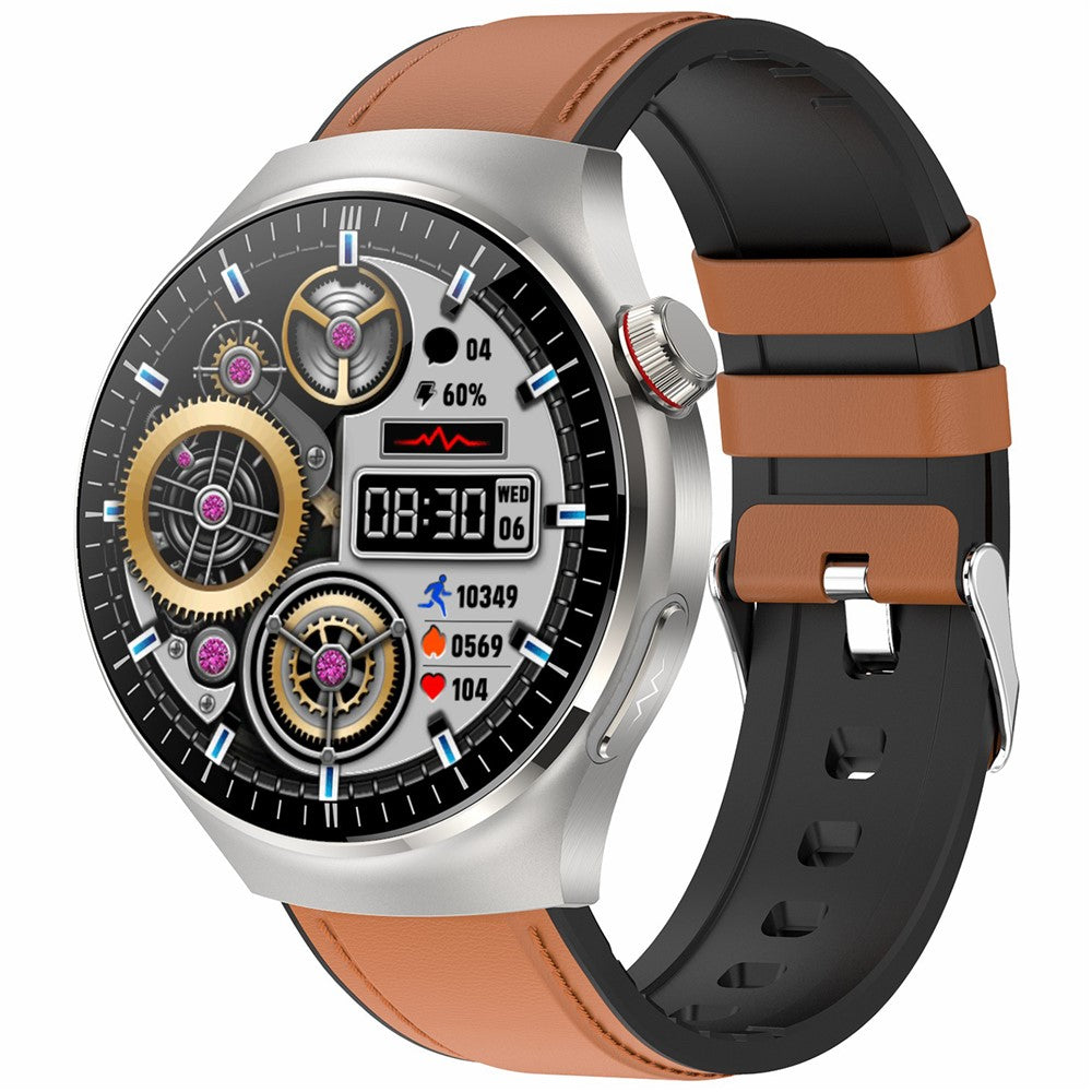 TK26 1.43-inch AMOLED Screen Heart Rate Sleep Monitor Smart Watch Support Bluetooth-compatible Call, Leather Strap