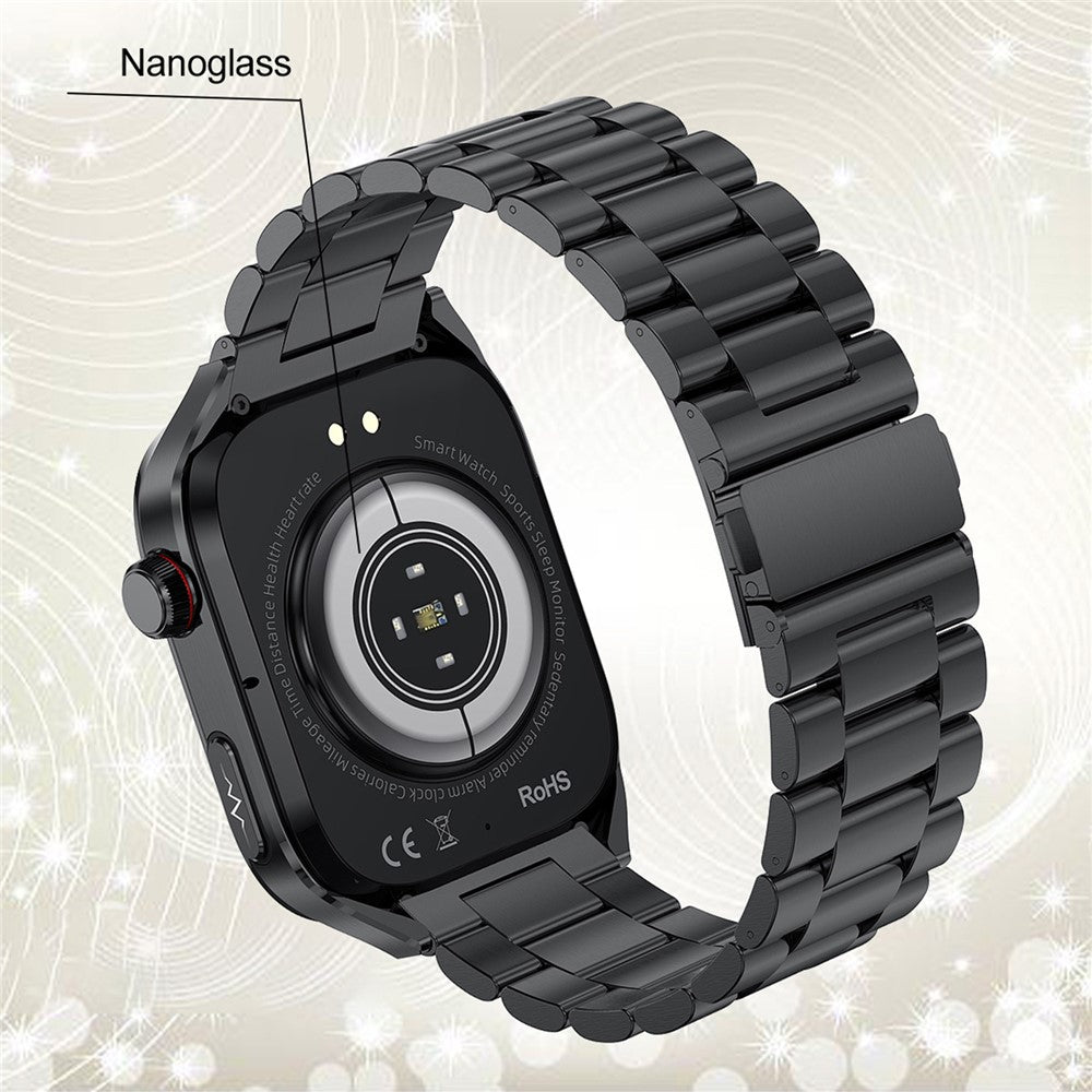 TK16 2.04-inch AMOLED Screen Smart Watch Micro-Physical Examination ECG Heart Rate Monitor Sport Watch, Steel Strap