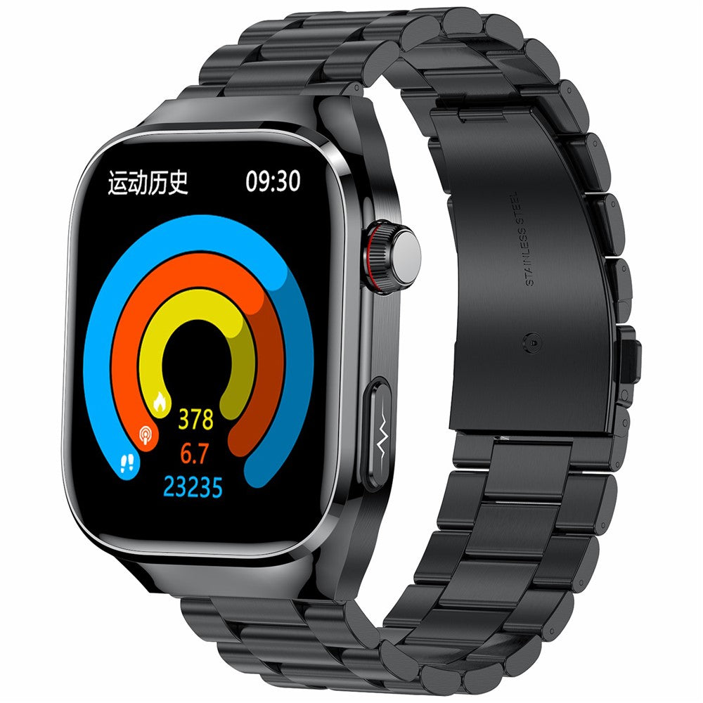 TK16 2.04-inch AMOLED Screen Smart Watch Micro-Physical Examination ECG Heart Rate Monitor Sport Watch, Steel Strap