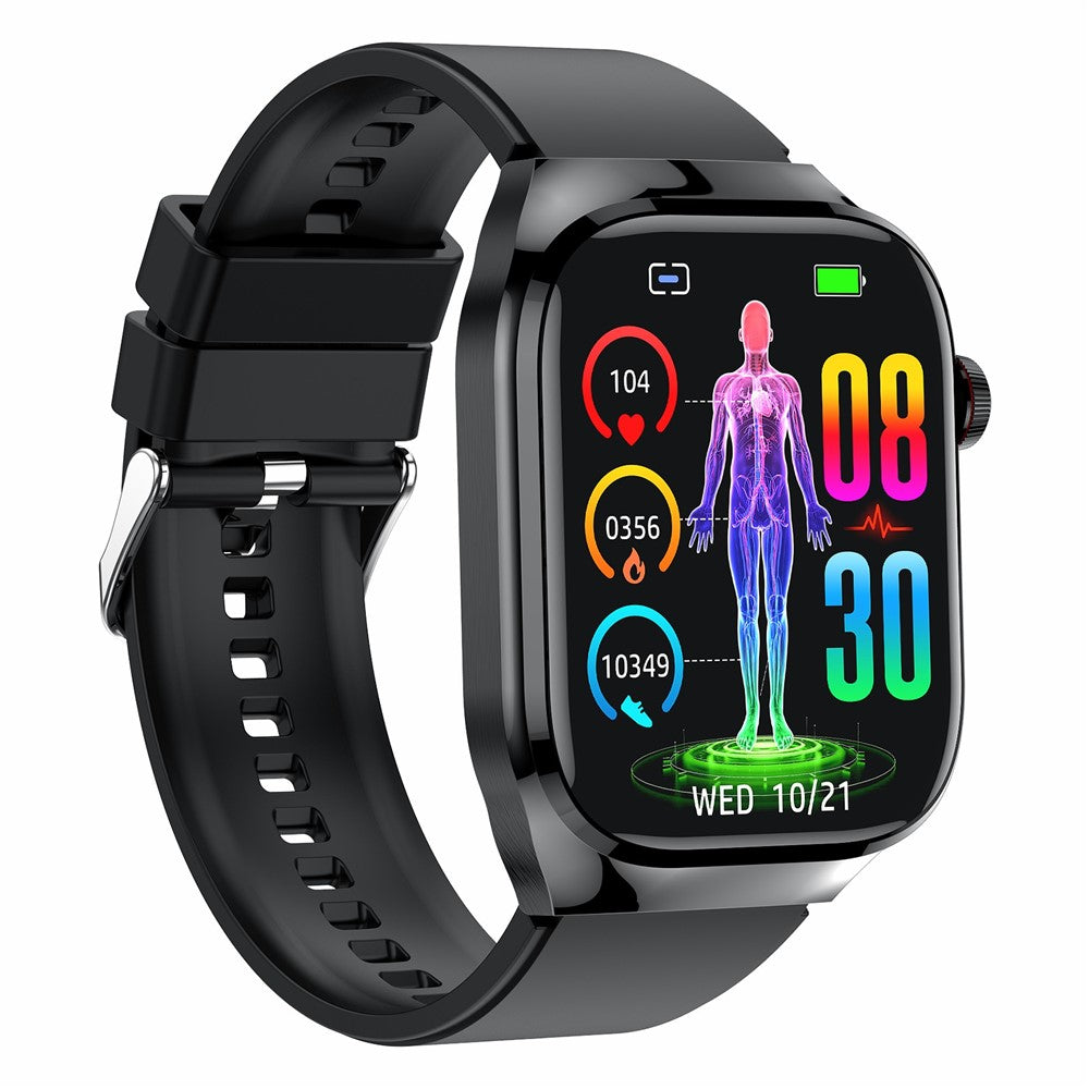 TK16 2.04-inch AMOLED Screen Smart Watch ECG Micro-Physical Examination Heart Rate Monitor, Silicone Strap
