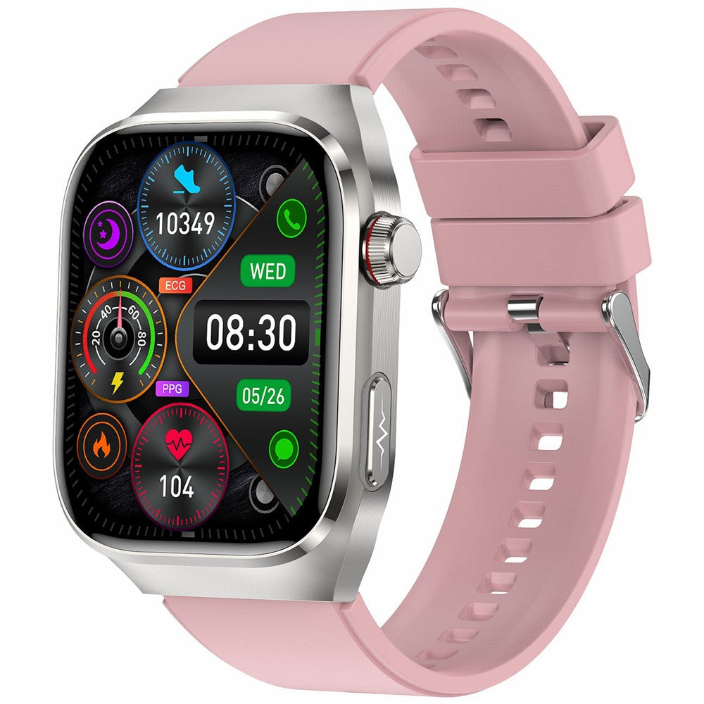 TK16 2.04-inch AMOLED Screen Smart Watch ECG Micro-Physical Examination Heart Rate Monitor, Silicone Strap