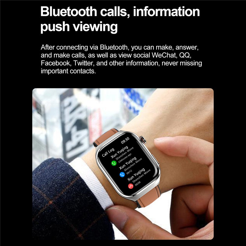 TK16 AMOLED Screen Smart Watch Micro-Physical Examination ECG Health Monitoring Sport Watch, Leather Strap