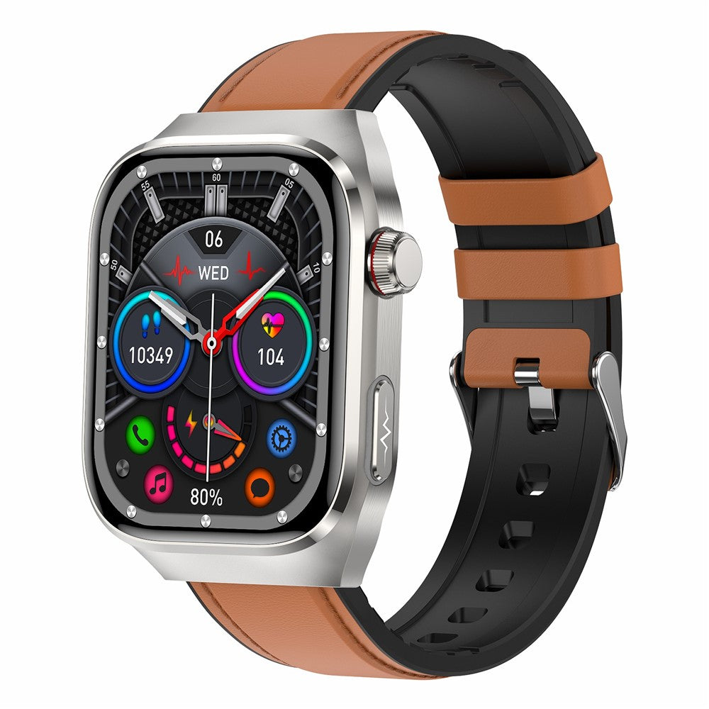 TK16 AMOLED Screen Smart Watch Micro-Physical Examination ECG Health Monitoring Sport Watch, Leather Strap