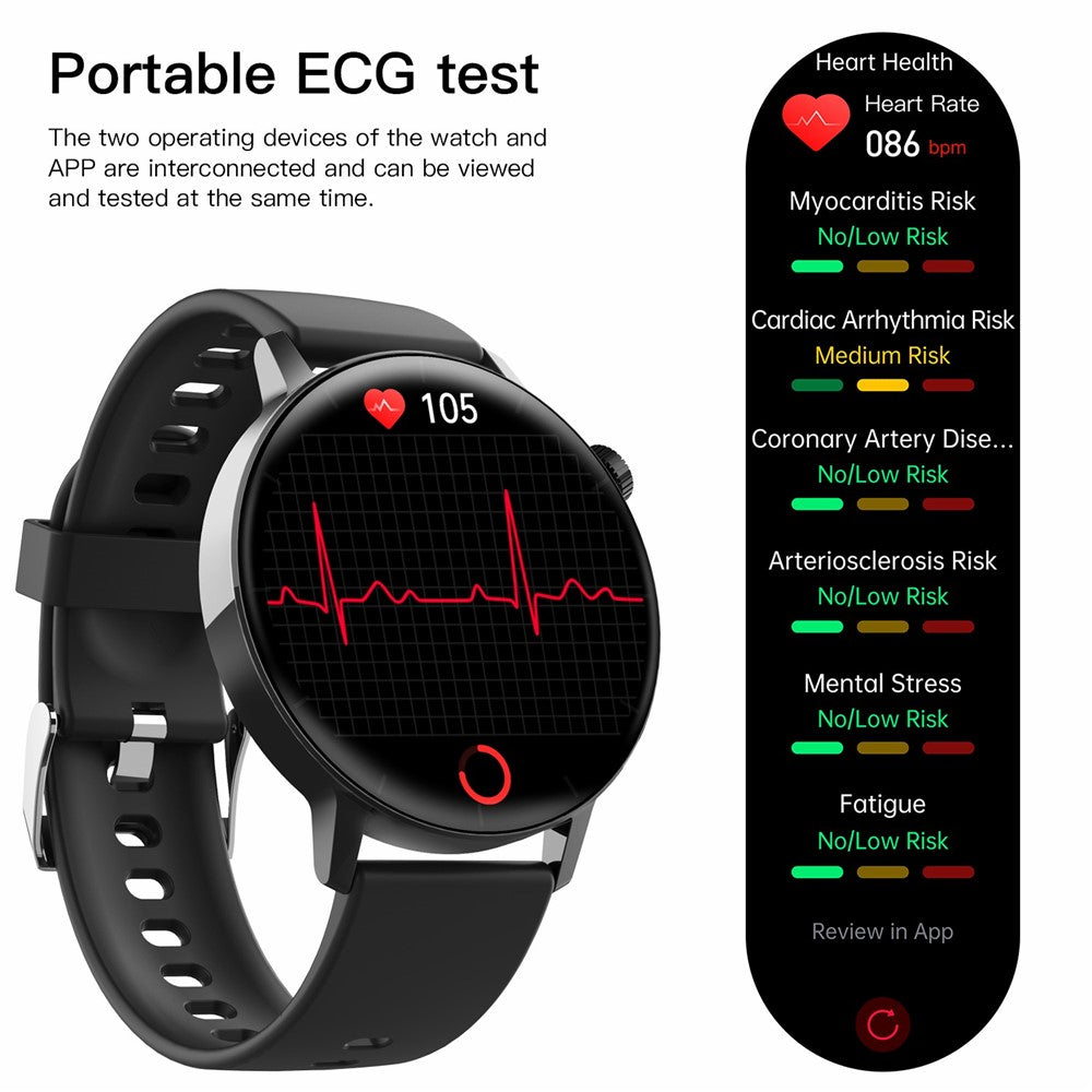 F67 Pro ECG Blood Sugar Uric Acid Monitoring Smart Watch 1.41-inch Round Sport Watch