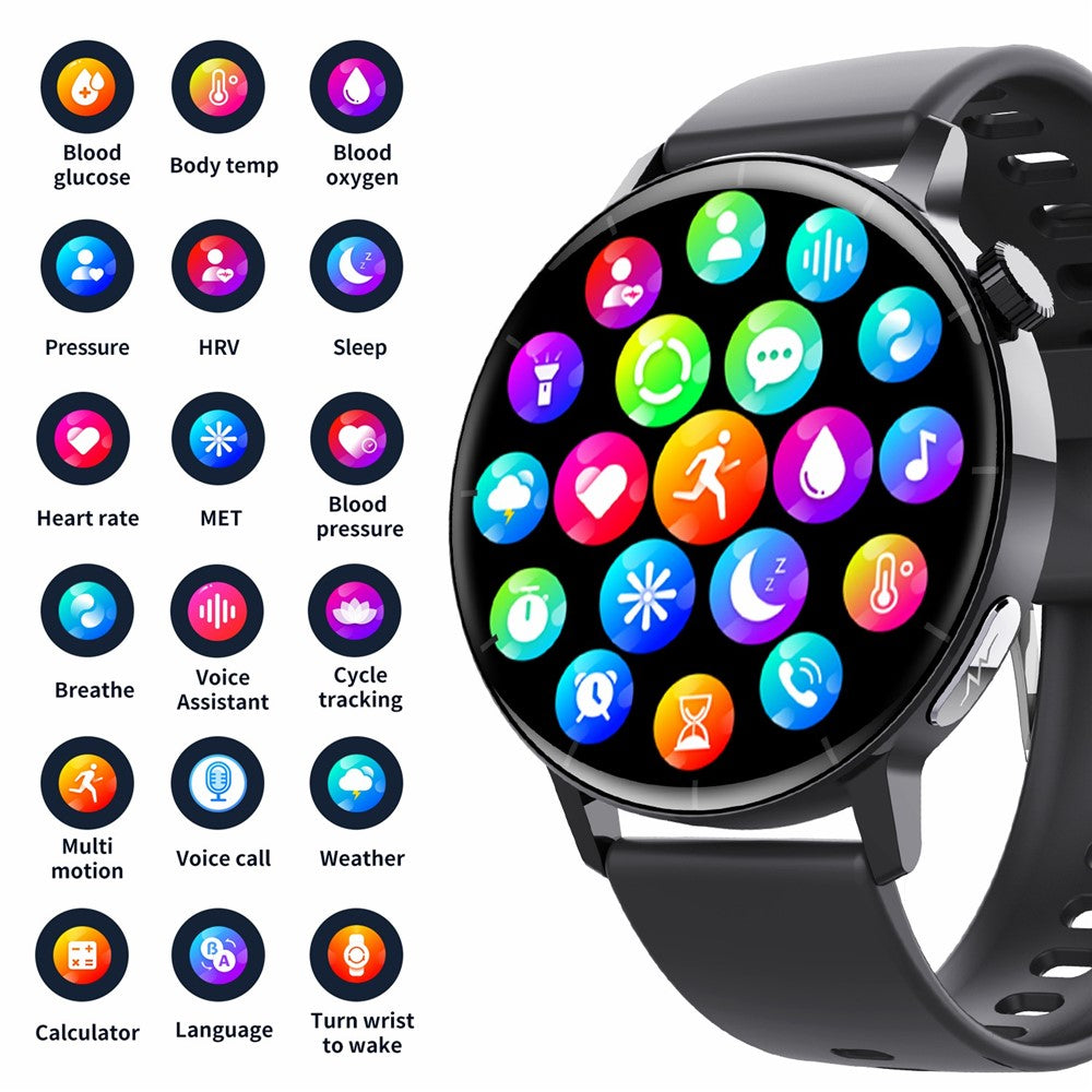 F67 Pro ECG Blood Sugar Uric Acid Monitoring Smart Watch 1.41-inch Round Sport Watch