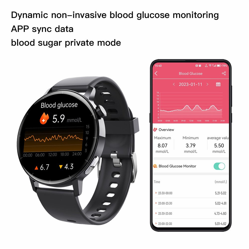 F67 Pro ECG Blood Sugar Uric Acid Monitoring Smart Watch 1.41-inch Round Sport Watch
