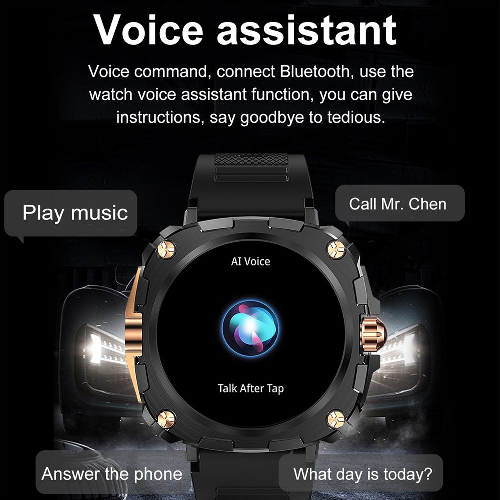 AK71 1.43-inch Touch Screen Waterproof Smart Watch Heart Rate Monitor Sports Watch, Silicone Strap