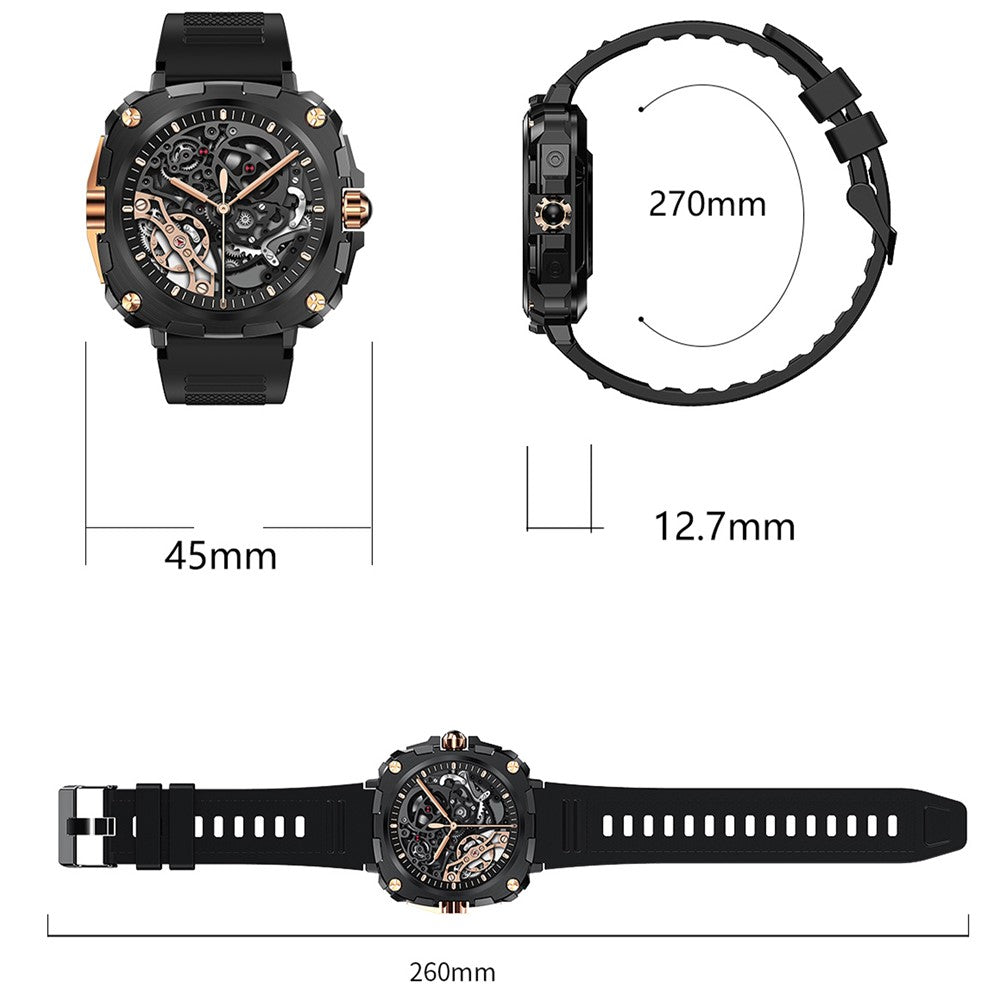 AK71 1.43-inch Touch Screen Waterproof Smart Watch Heart Rate Monitor Sports Watch, Silicone Strap