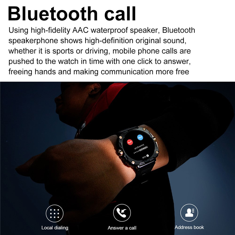 AK71 1.43-inch Touch Screen Waterproof Smart Watch Heart Rate Monitor Sports Watch, Silicone Strap