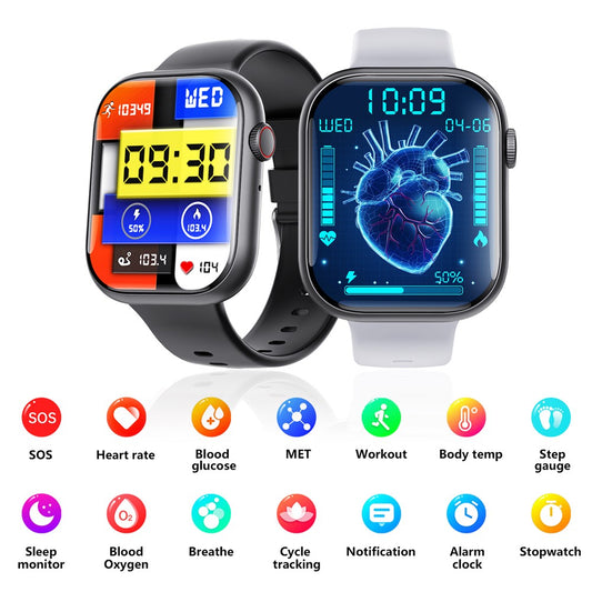 F70 Smart Watch Blood Glucose Health Monitoring Breathing Training Sports Watch, Silicone Strap