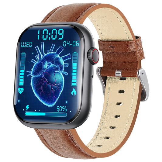 F70 Leather Band Smart Watch Blood Glucose Sleep Monitoring Breathing Training Sports Watch