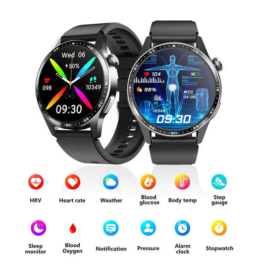 F400 Non-Invasive Blood Sugar Smart Watch ECG Blood Pressure Monitor Bluetooth-compatible Call Sports Watch, Silicone Strap