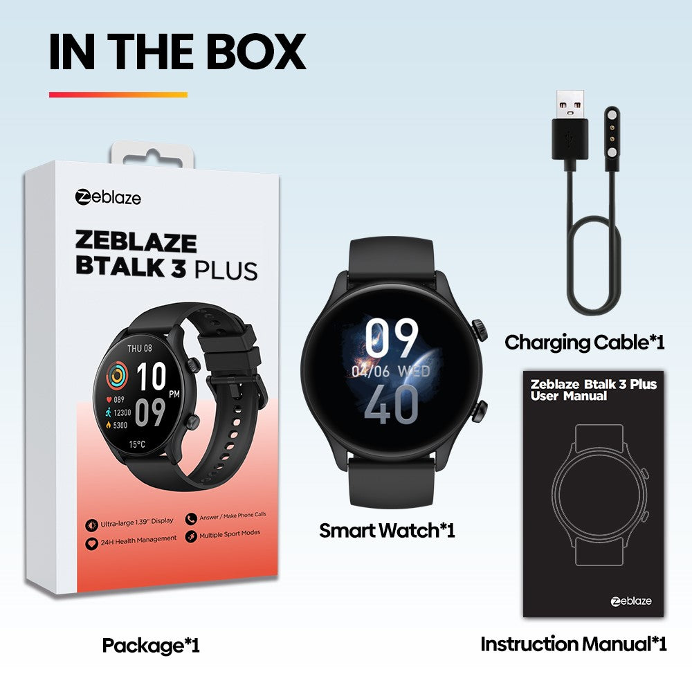 ZEBLAZE Btalk 3 Plus 1.39-inch Bluetooth-compatible Call Smart Watch Heart Rate Monitor Sports Bracelet