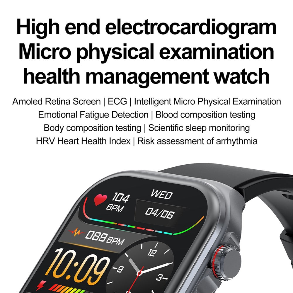 ET585 Smart Watch SOS Emergency Call ECG Function Bracelet with Silicone Strap