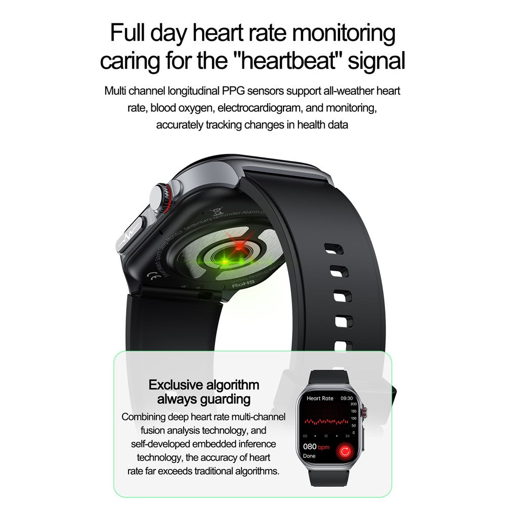 ET585 Smart Watch SOS Emergency Call ECG Function Bracelet with Silicone Strap