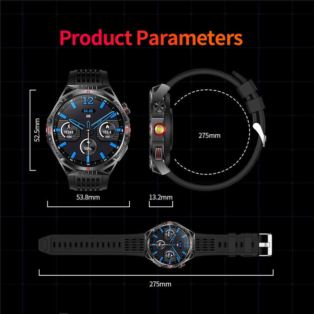 HT28 1.85 inch Screen Smart Watch Bluetooth-compatible Call Bracelet with Compass, Flashlight Function