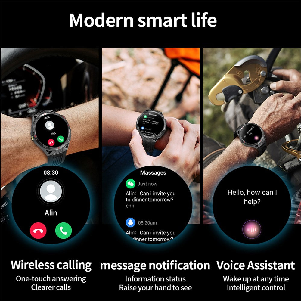 HT28 1.85 inch Screen Smart Watch Bluetooth-compatible Call Bracelet with Compass, Flashlight Function