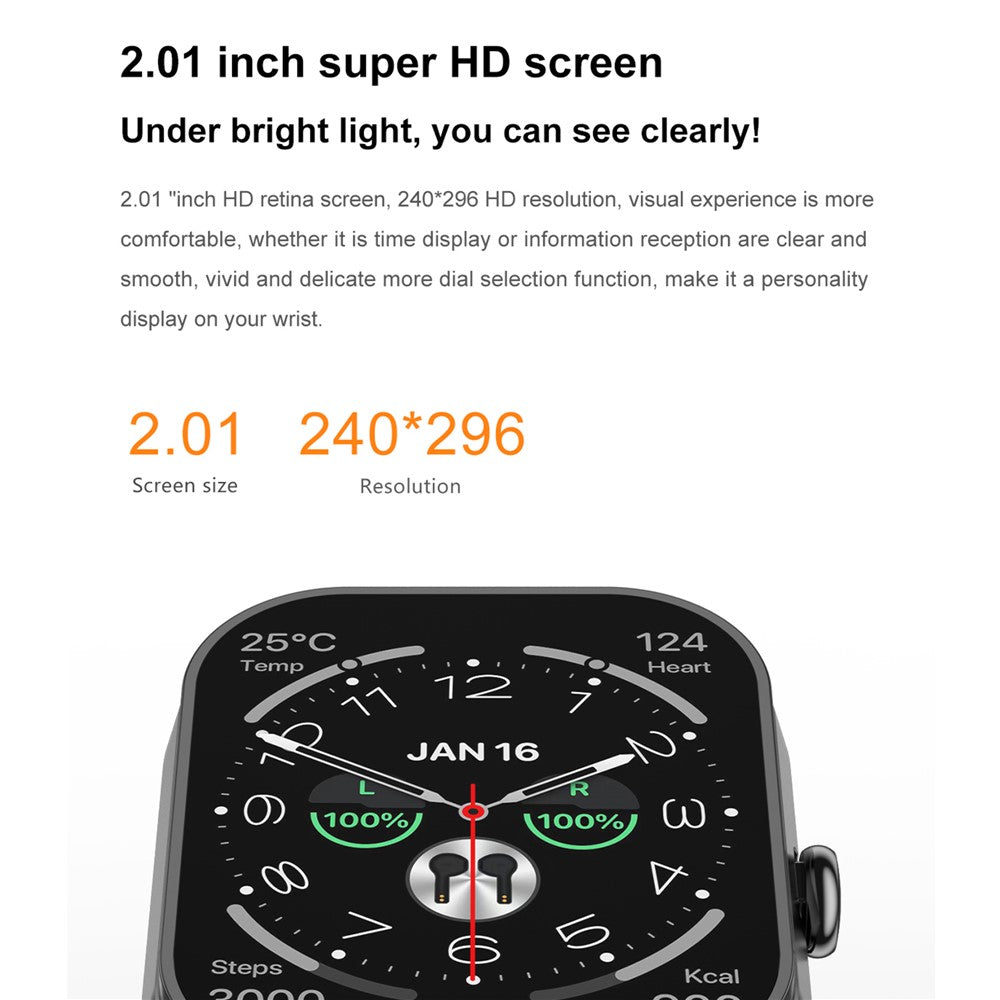 D8 Pro 2-in-1 Bluetooth-compatible TWS Earphone Smart Watch Health Monitoring Bluetooth-compatible Calling Sports Watch, Silicone Strap