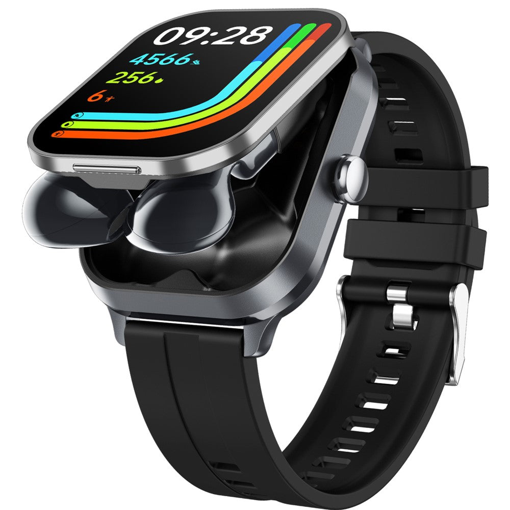 D8 Pro 2-in-1 Bluetooth-compatible TWS Earphone Health Monitoring Bluetooth-compatible Calling Smart Watch, Steel Strap