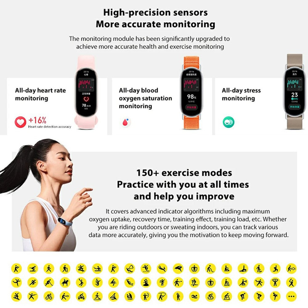 XIAOMI Smart Band 9 M2345B1 Standard Version Sport Bracelet Health Monitor 1.62-inch AMOLED Screen TPU Strap Smart Wristband