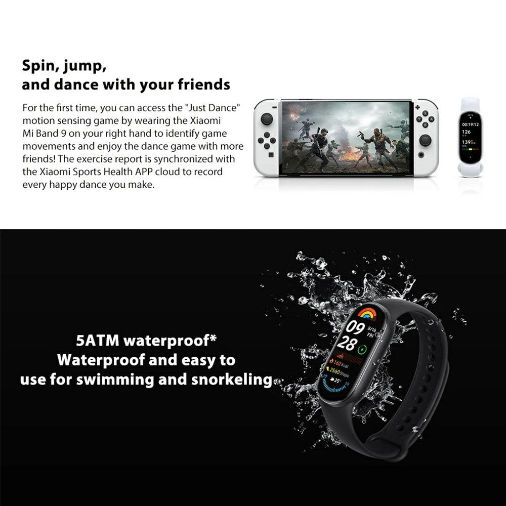 XIAOMI Smart Band 9 M2345B1 Standard Version Sport Bracelet Health Monitor 1.62-inch AMOLED Screen TPU Strap Smart Wristband