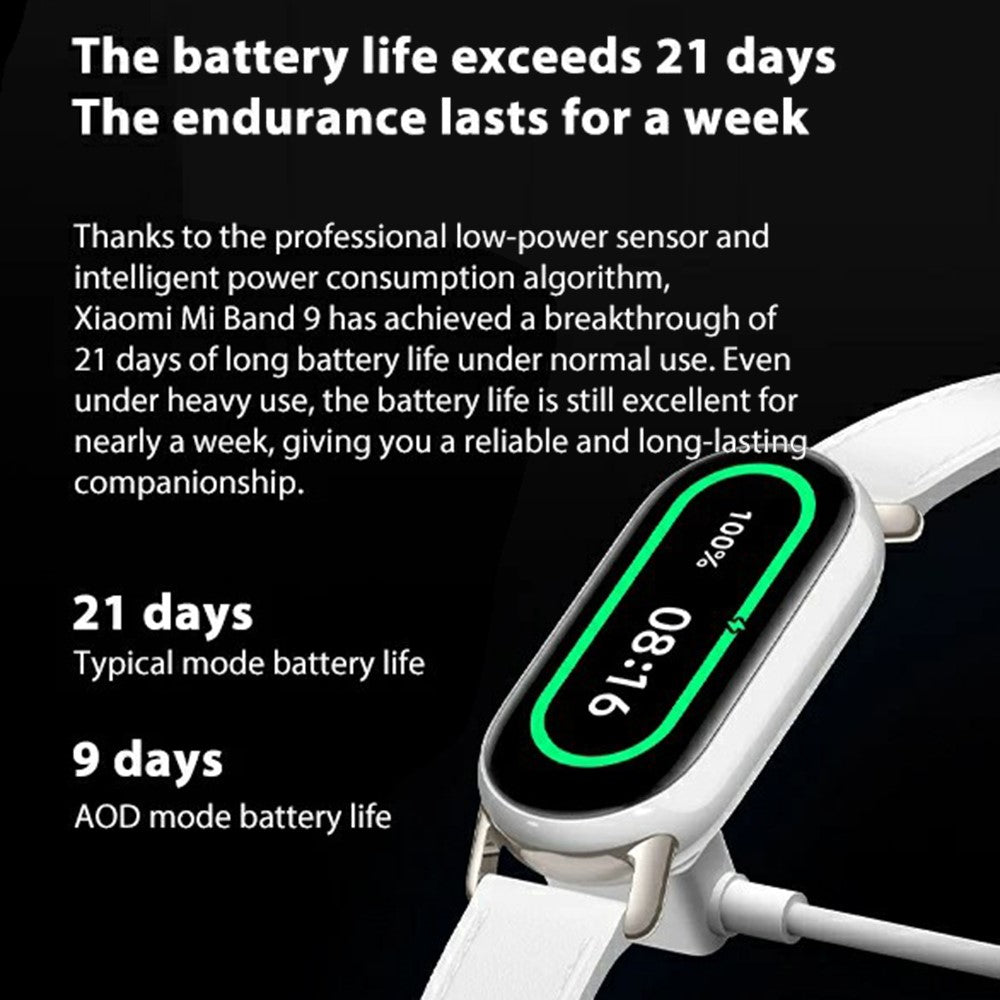 XIAOMI Smart Band 9 M2345B1 Standard Version Sport Bracelet Health Monitor 1.62-inch AMOLED Screen TPU Strap Smart Wristband