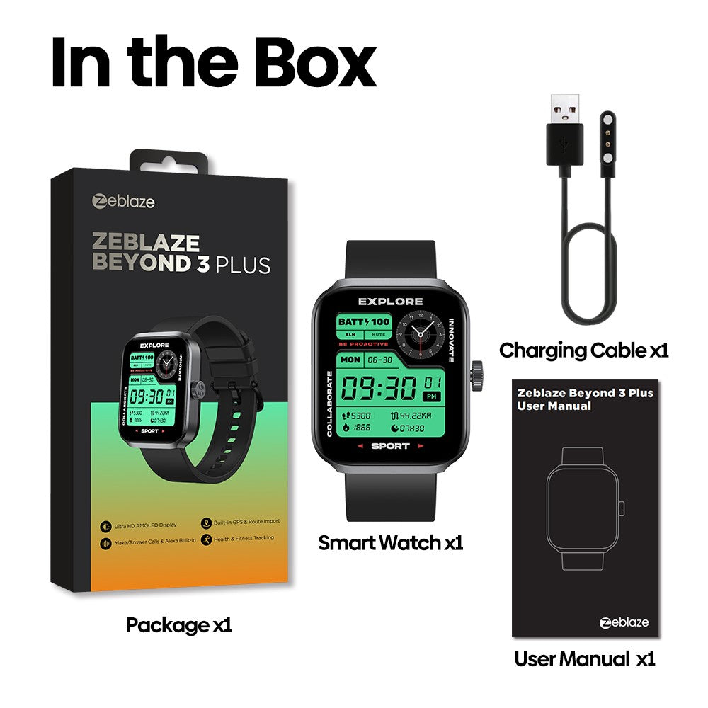 ZEBLAZE Beyond 3 Plus 1.78-inch AMOLED Screen Bluetooth-compatible Call Smart Watch Health Monitoring Sports Watch