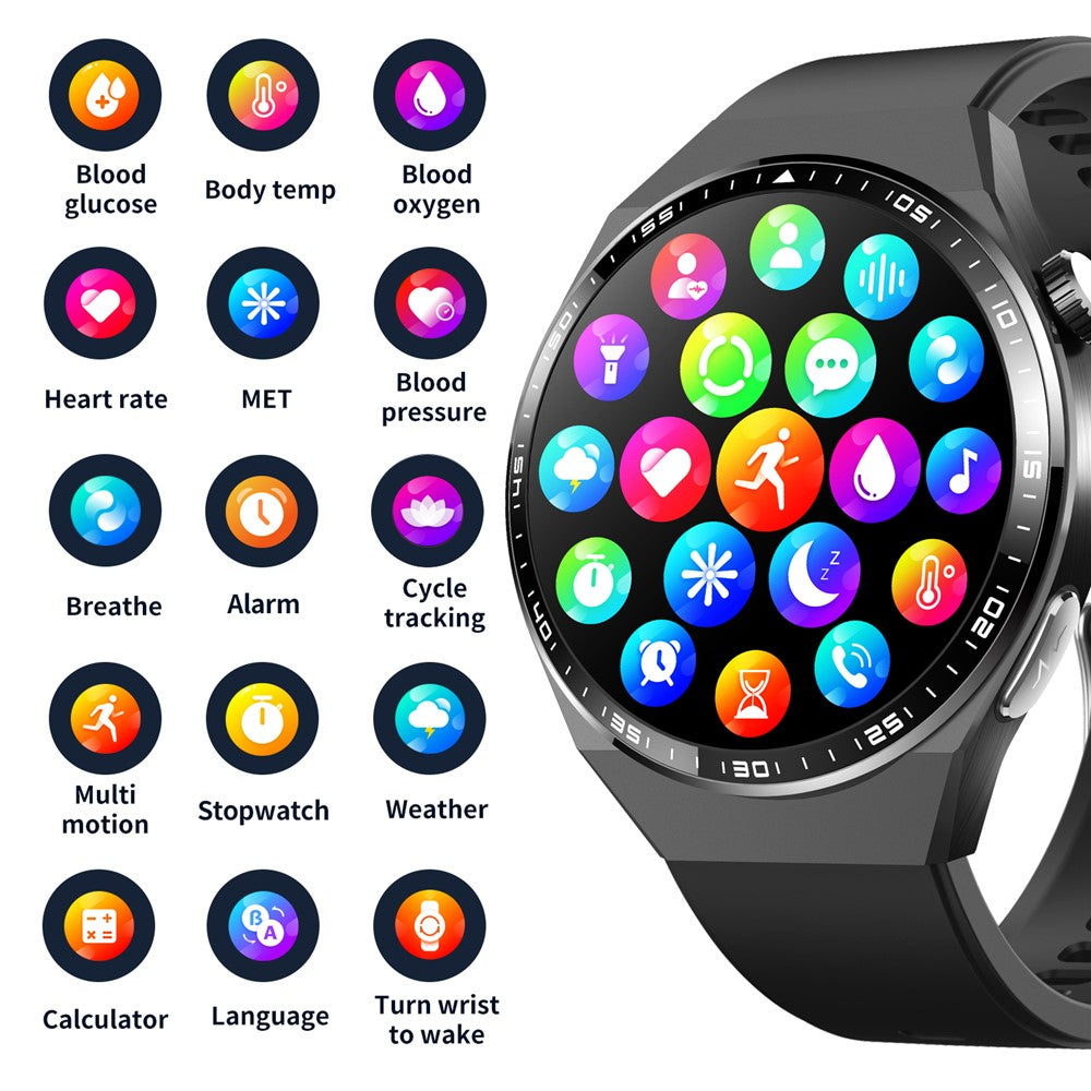 F800 Bluetooth-compatible Call Smart Watch Blood Oxygen ECG Monitor SOS Sports Bracelet, Silicone Strap
