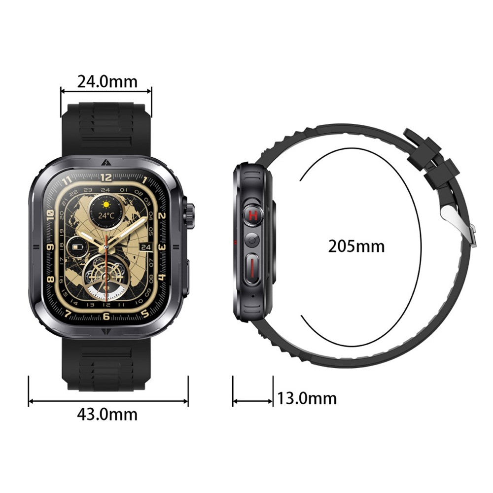 MK86 2.01-inch Screen Bluetooth-compatible Call Smart Watch Health Monitoring Flashlight Sports Watch, Silicone + Steel Strap